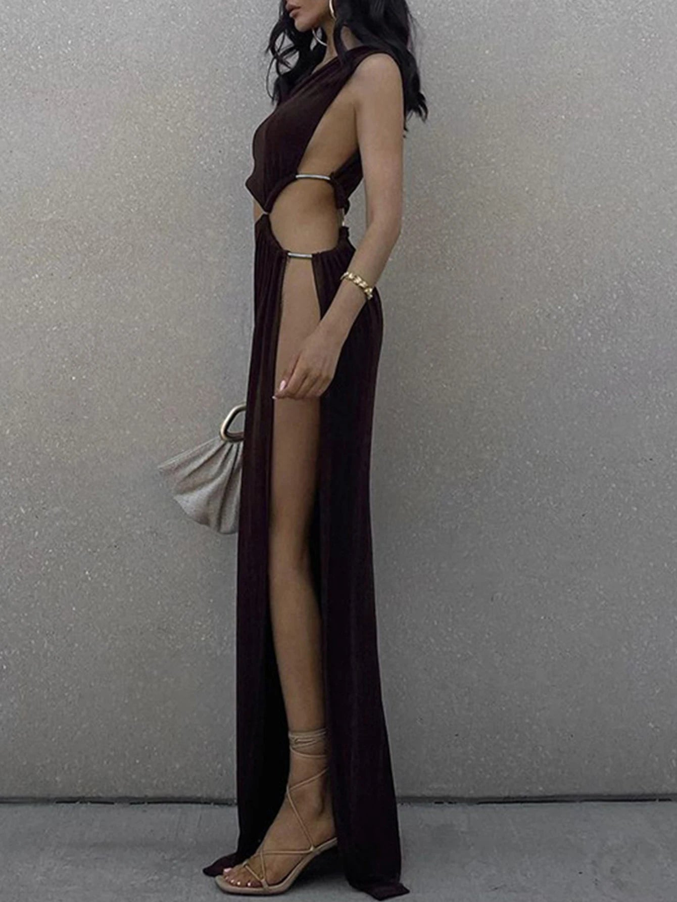 Aurelia One-Shoulder Backless Bodycon Maxi Dress