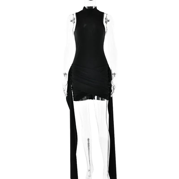 Natalia Sleeveless Ruched Bodycon Mini Dress with Side Drape