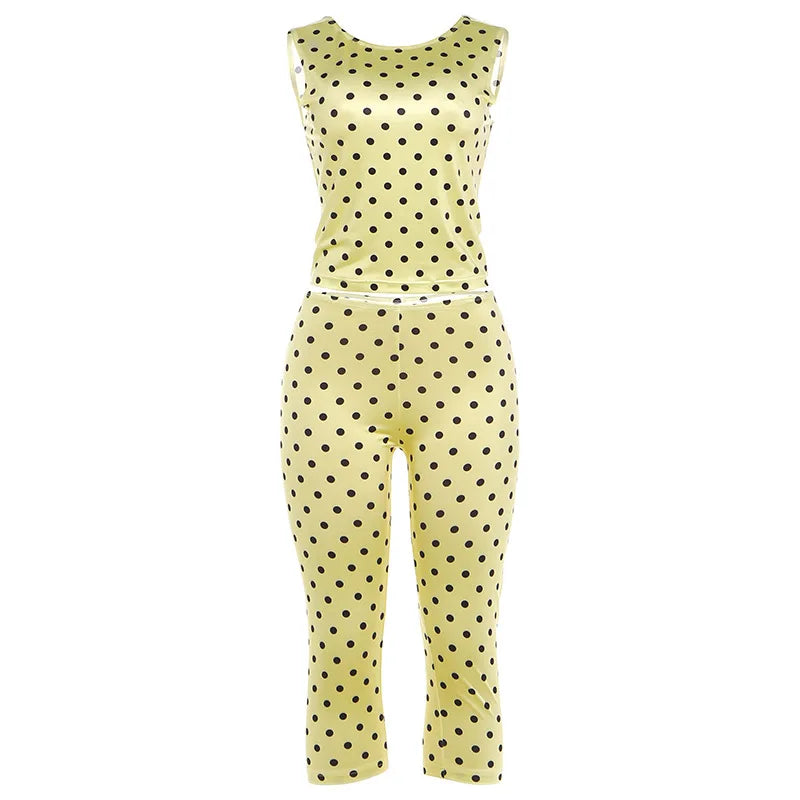 Pippa Polka-Dot Cami Capri Pants Set Two-piece