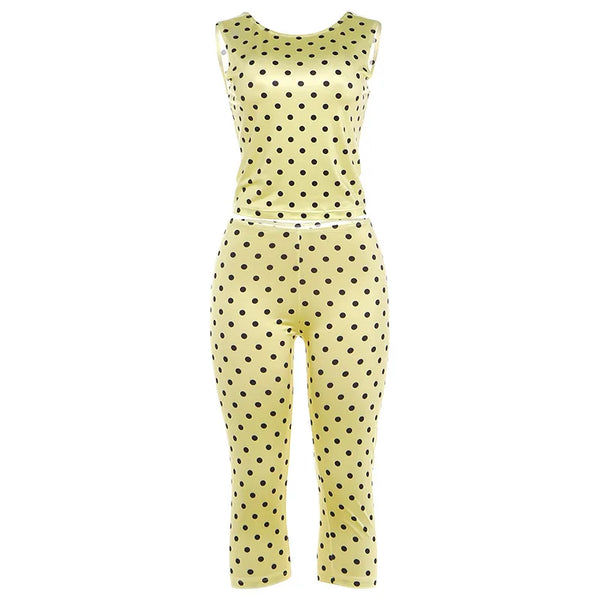 Pippa Polka-Dot Cami Capri Pants Set Two-piece