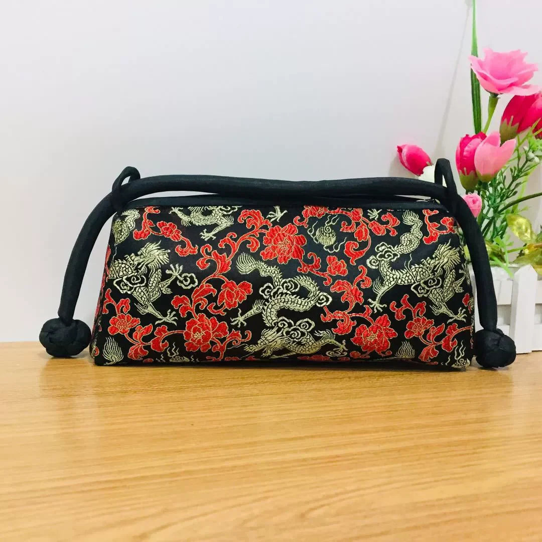 Jade Garden Embroidered Satin Shoulder Bag