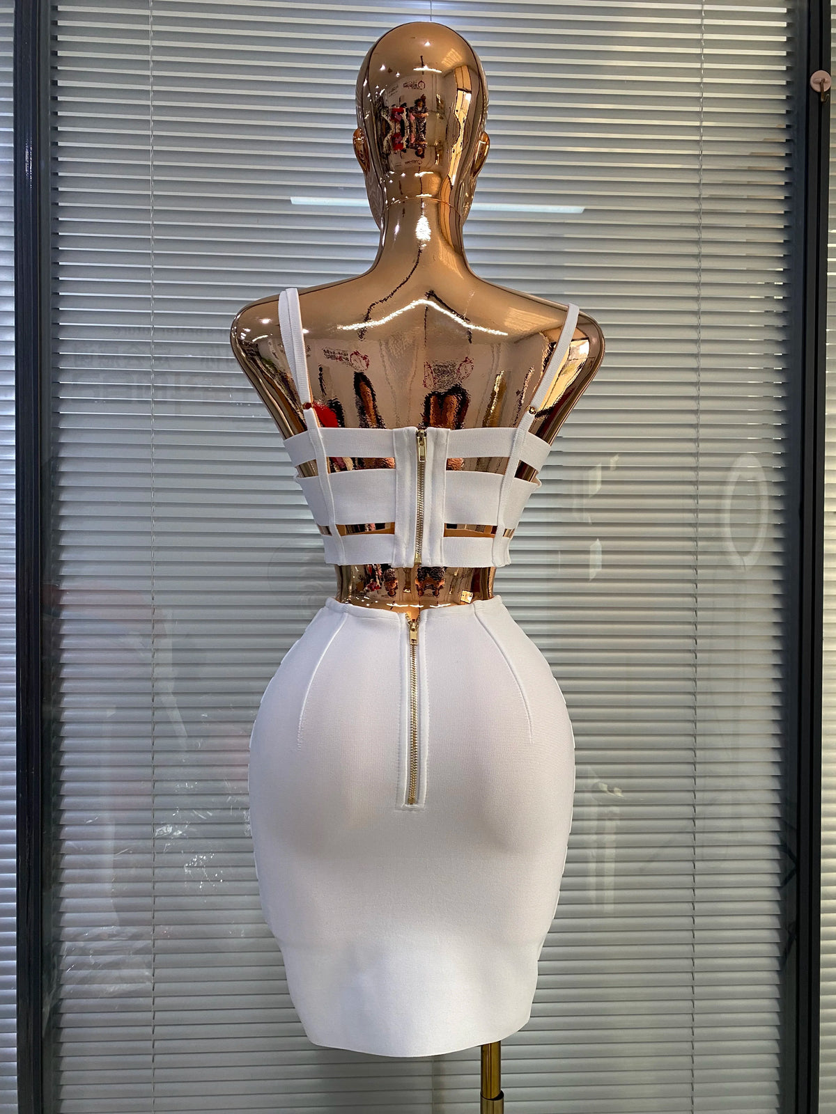 Ilsabet Buckle-Trim Bandage Bustier Crop Top & Pencil Skirt Two-piece