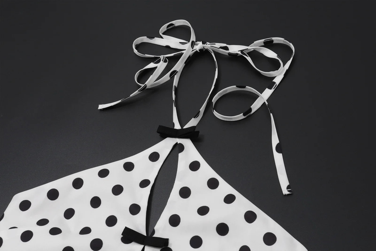 Carys Polka-Dot Tie-Front Halter Crop Top One-piece