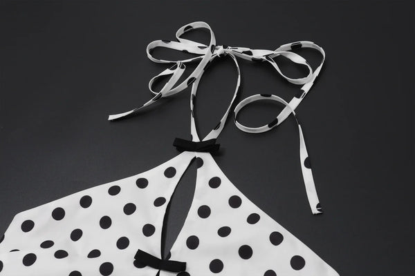 Carys Polka-Dot Tie-Front Halter Crop Top One-piece