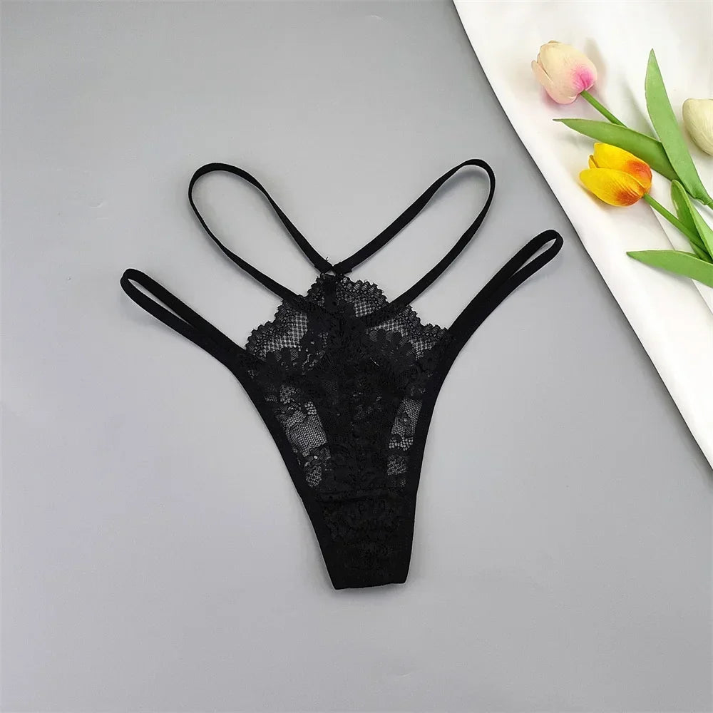 Elara Thin-Strap Lace Thong Pack Lingerie 3-piece