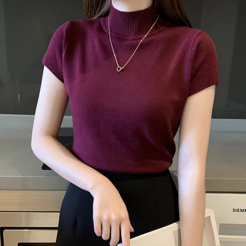 Aveline Mock-Neck Short-Sleeve Tee