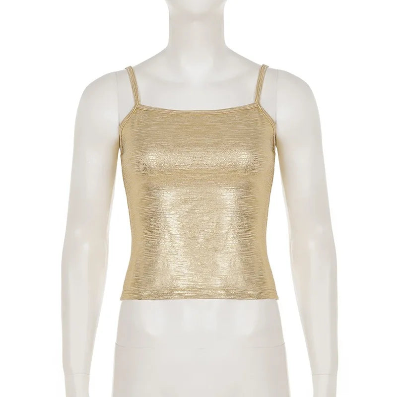 Goldie Metallic Square-Neck Cami Top One-piece