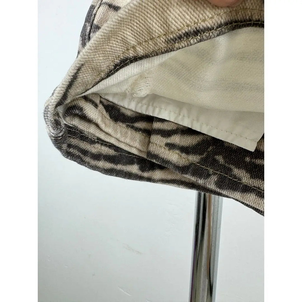 Henrike Zebra Print Distressed Denim A-Line Mini Skirt One-piece