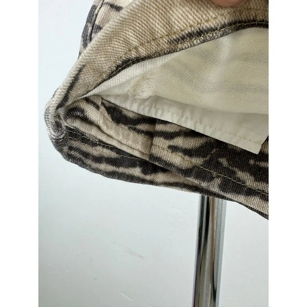 Henrike Zebra Print Distressed Denim A-Line Mini Skirt One-piece