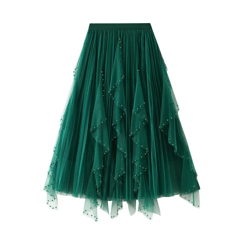 Kiara A-Line Mesh Midi Skirt One-piece