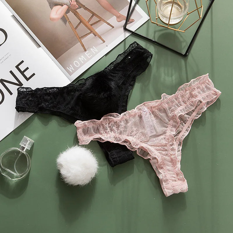 Colette Lace Mesh Bunny-Tail Panty Lingerie One-piece