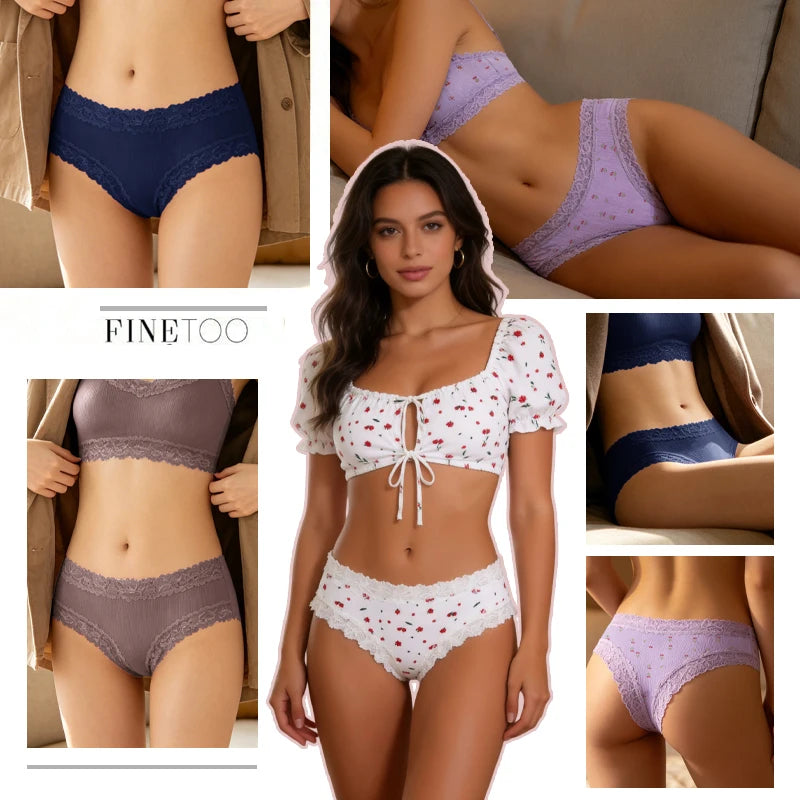 Brielle Floral Lace Bikini Panty Pack Lingerie 3-piece Secondary image