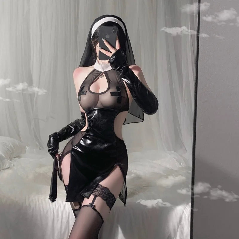 Noir Nun-Inspired Lingerie Costume Set Secondary image