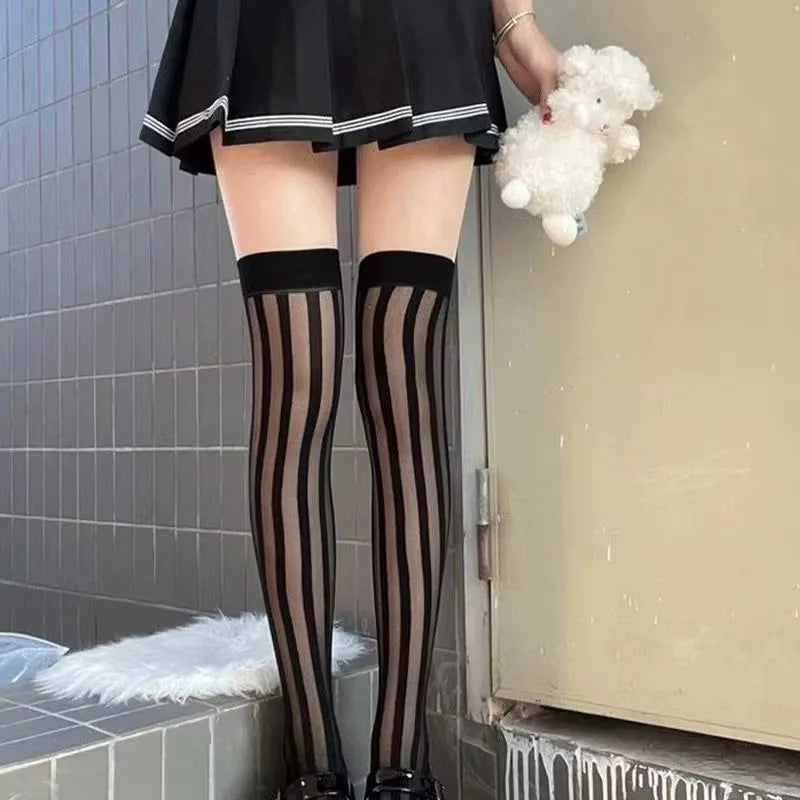 Nyx Vertical-Stripe Thigh-High Stockings