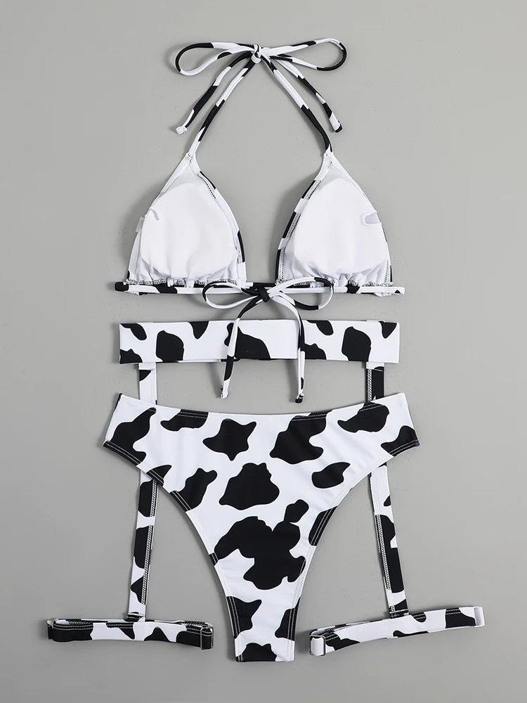 Savannah Cow-Print Lace-Up Bikini Two-piece