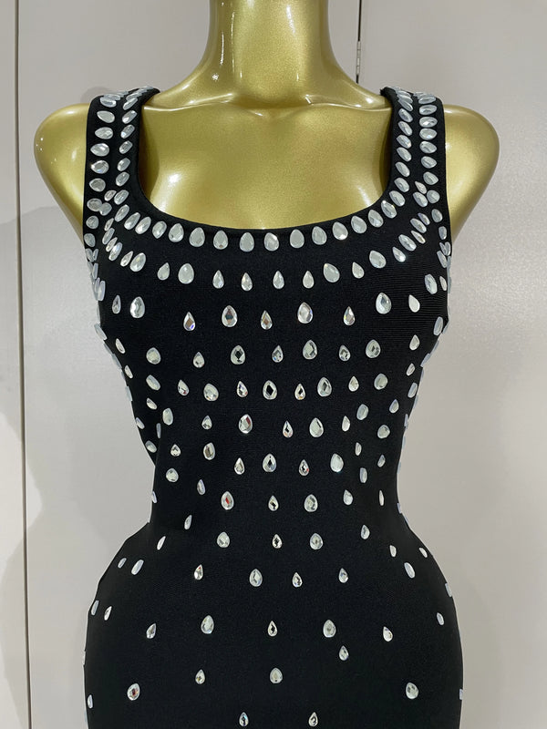 Tahlia Diamond Square-Neck Bandage Maxi Dress