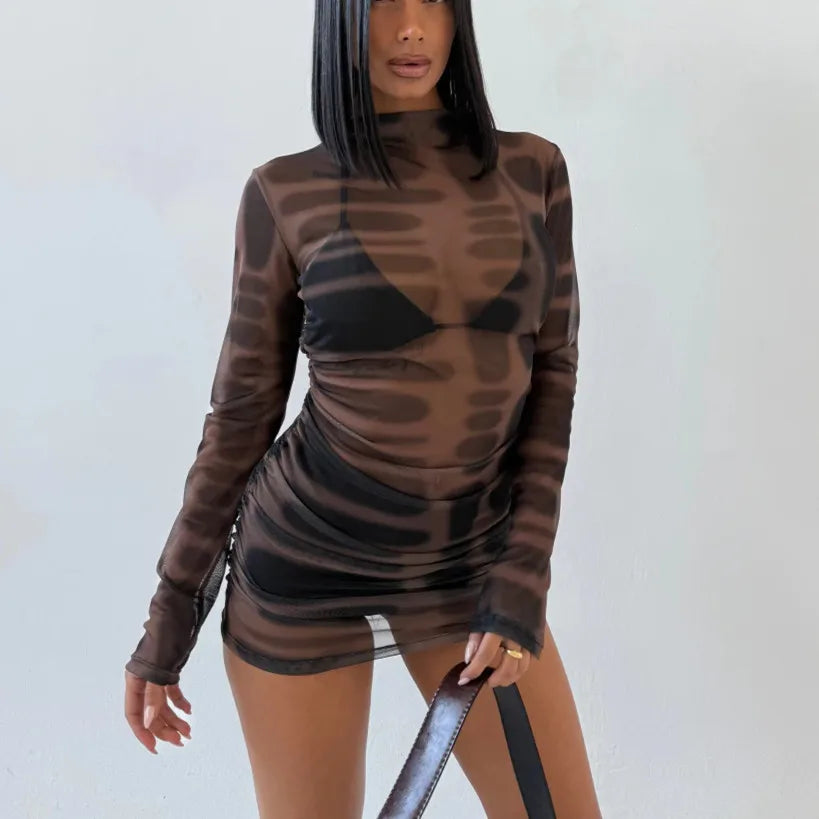Camille Midnight Illusion Mesh Mini Bodycon Dress Main image
