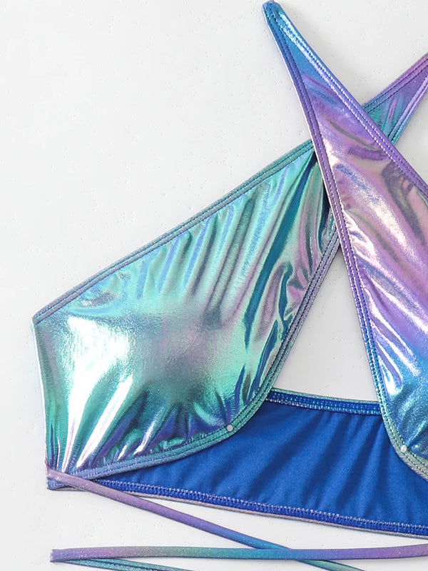 Sapphira Faux-Leather Wrap Bikini Two-piece