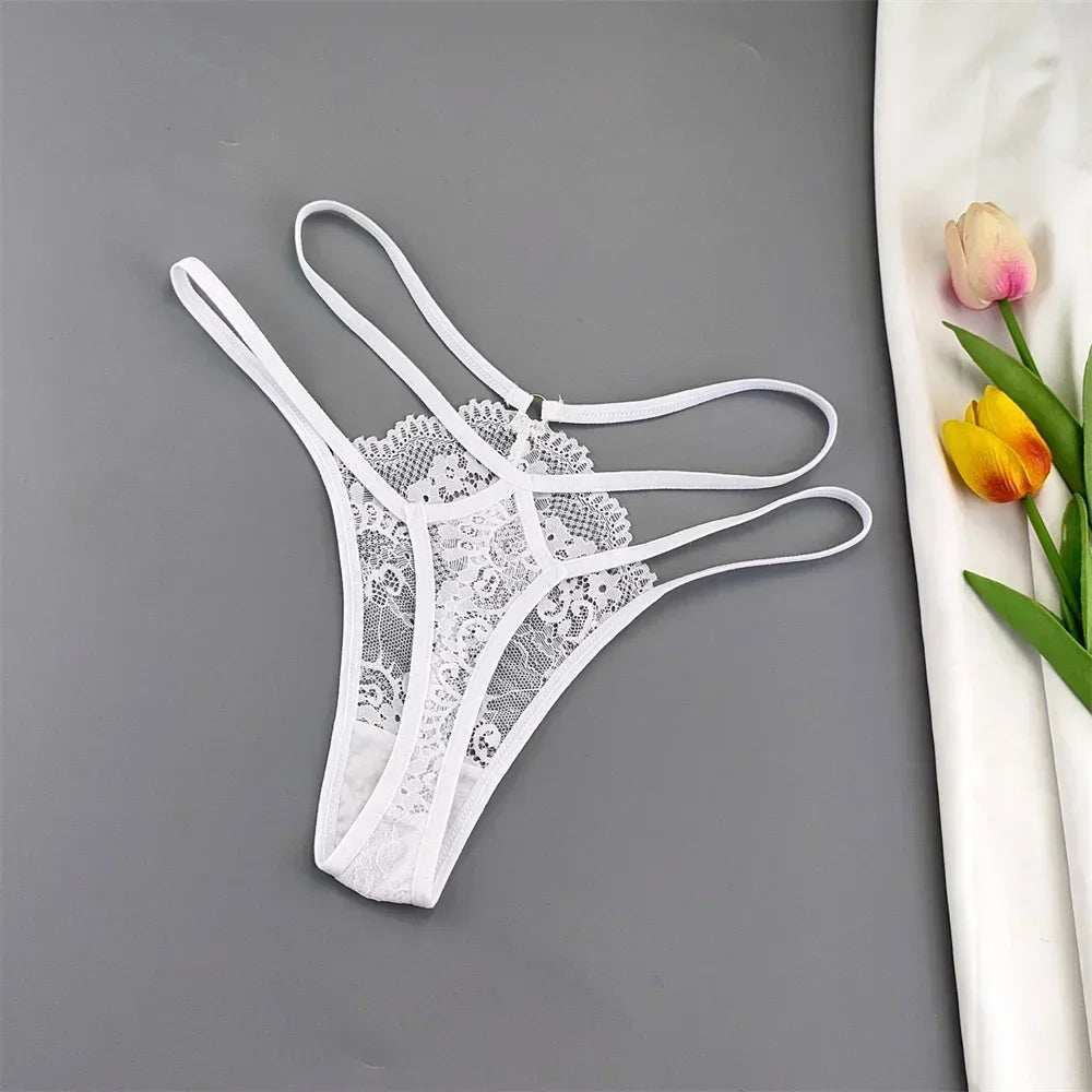 Elara Thin-Strap Lace Thong Pack Lingerie 3-piece