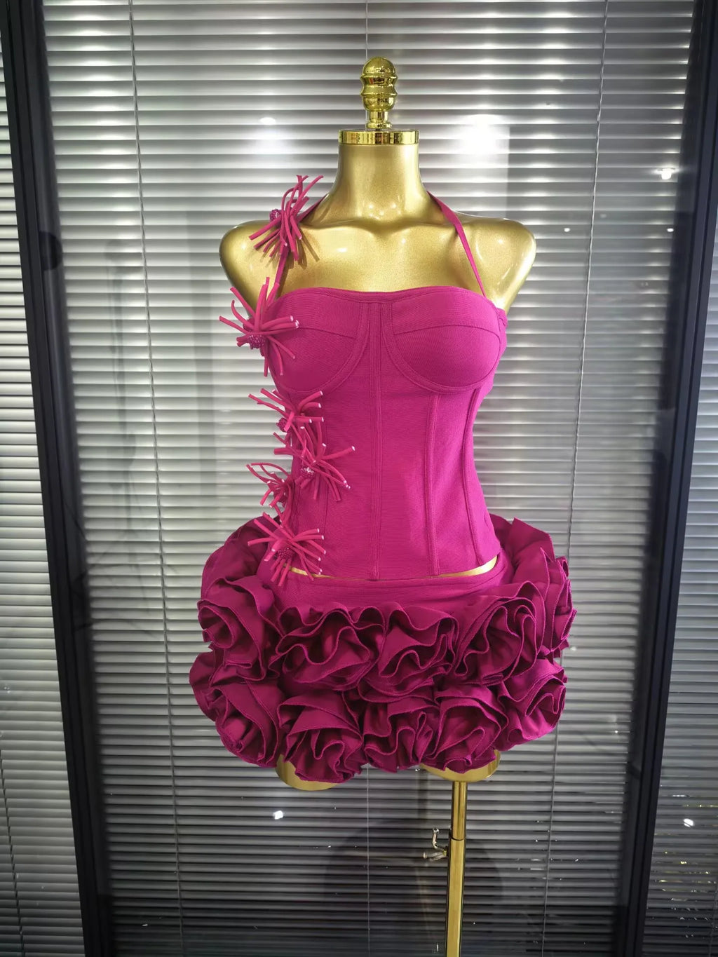 Valencia Floral Halter Mini Dress Two-piece
