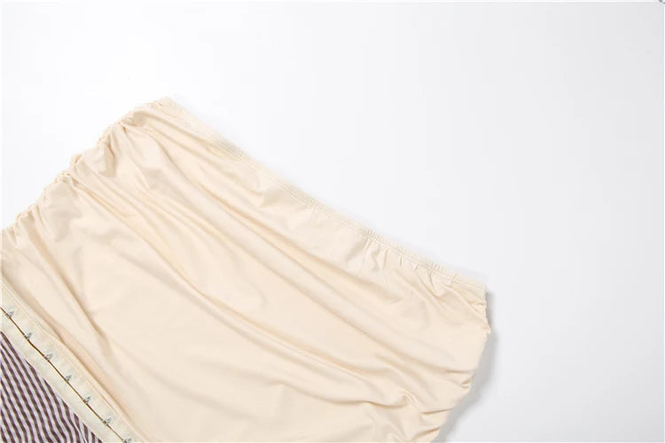 Katarina Ruched Ruffle Striped Mini Skirt Set Two-piece