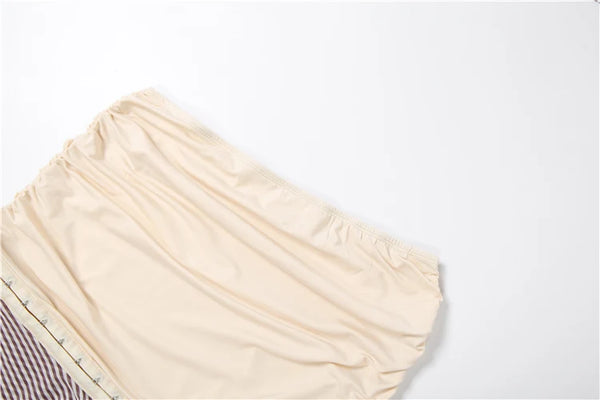 Katarina Ruched Ruffle Striped Mini Skirt Set Two-piece