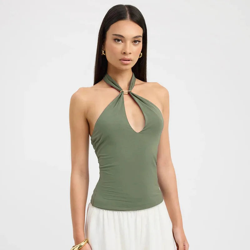 Greta Cutout Sleeveless Halter Top One-piece