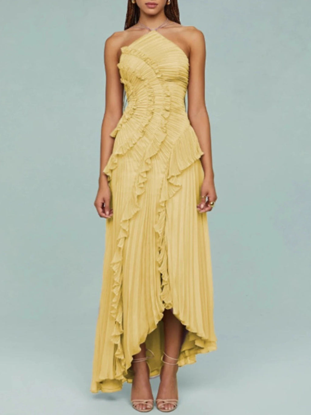 Saskia Ruched Backless A-Line Maxi Dress