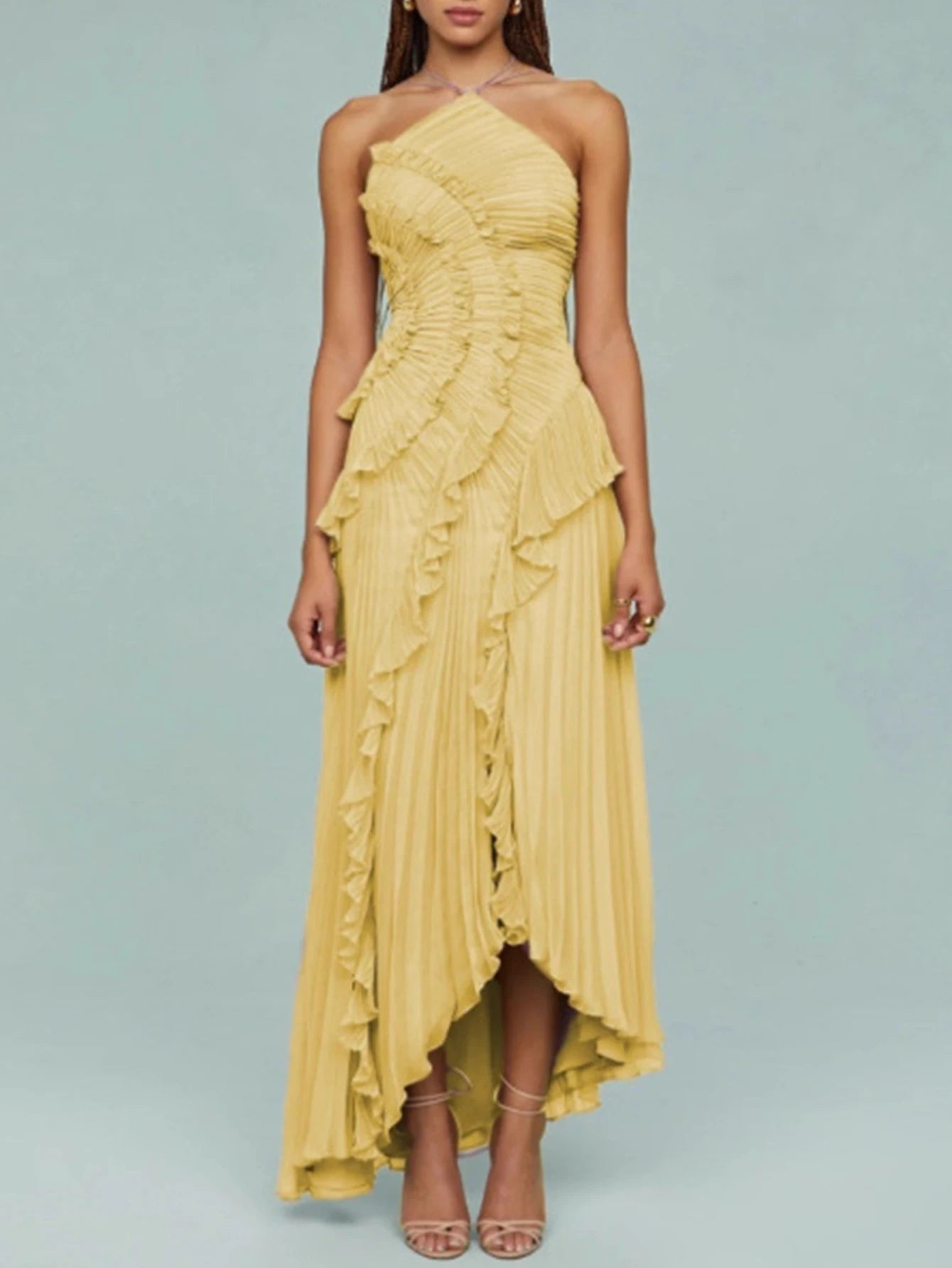 Saskia Ruched Backless A-Line Maxi Dress