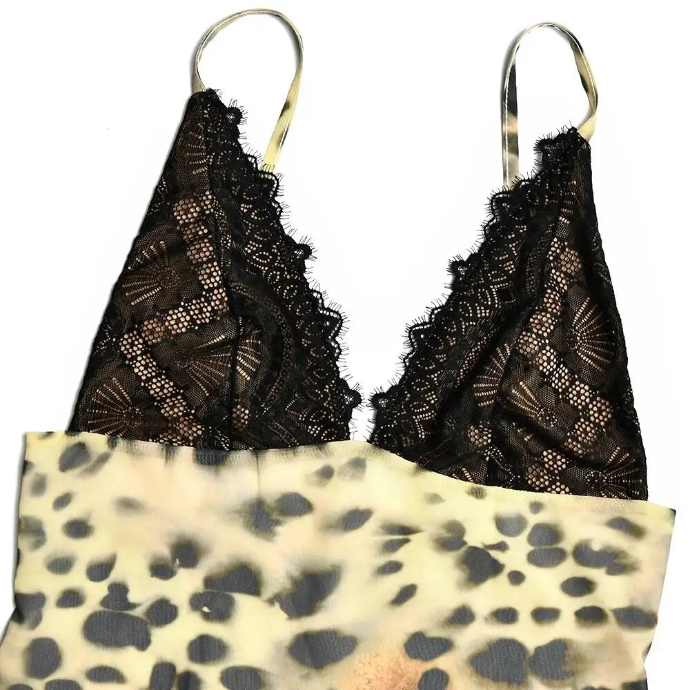 Giselle Leopard Lace A-Line Mini Dress