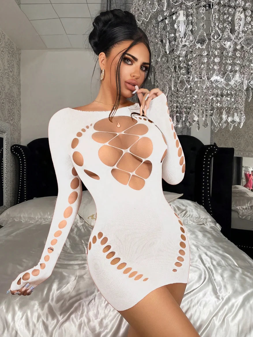 Saskia Multi-Style Fishnet Halter Lingerie Dress