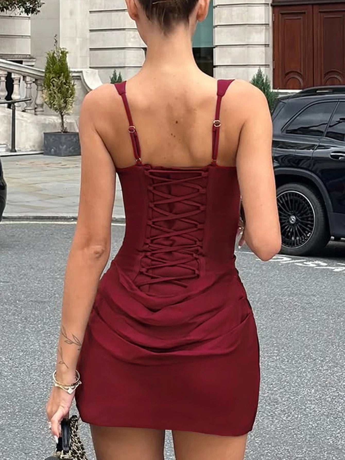 Alina Ruched Backless Spaghetti-Strap Mini Dress Secondary image