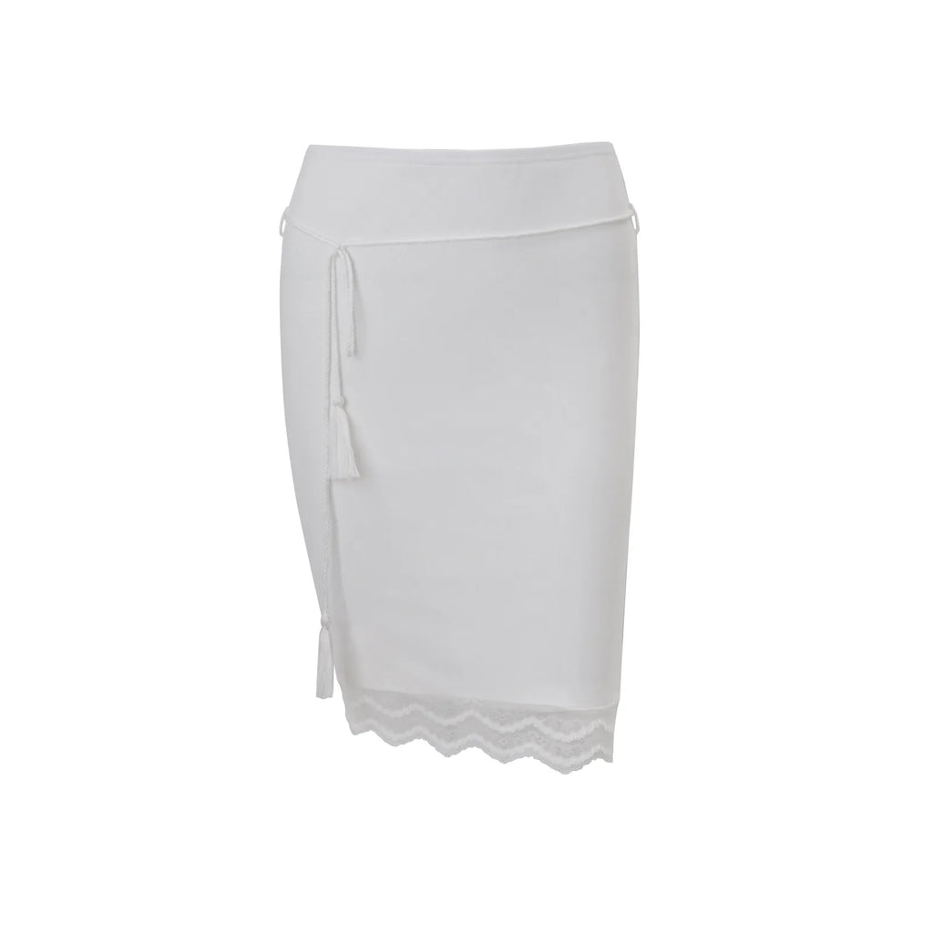 Celine Lace-Trim Deep-V Midi Skirt Set Two-piece