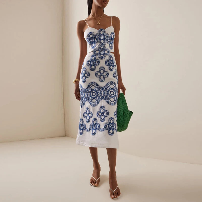 Santorini Bleu Luxe Maxi Dress