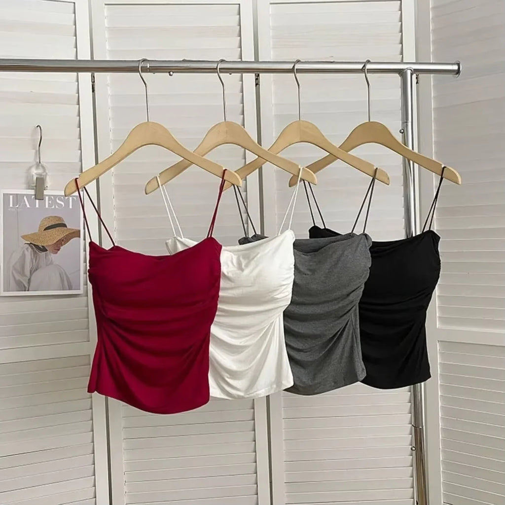 Hana Pleated Halter Tank Top