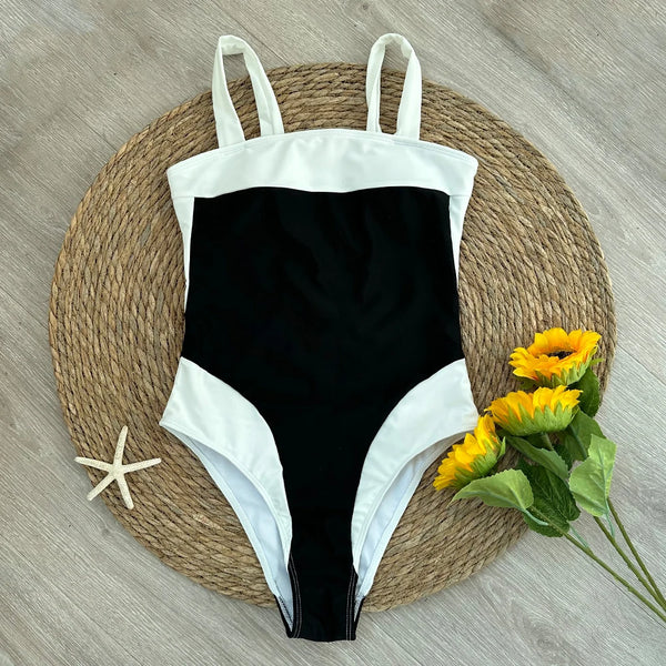 One Piece Swimsuit 2024 Sexy Bandeau Swimwear Women Vintage Retro Bathing Suit Beachwear Solid Monokini Swimming Suit Female