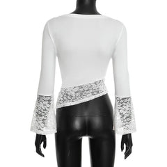 Alina Ivory Lace Flare Sleeve Top