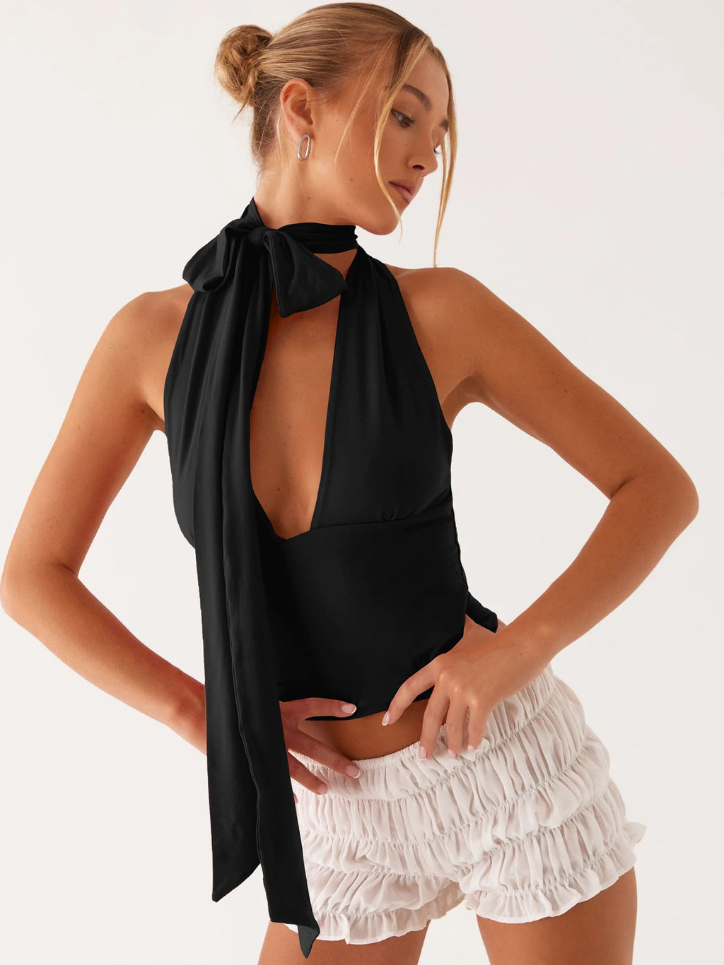 Lena Sunset Sleeveless Halter Scarf Top