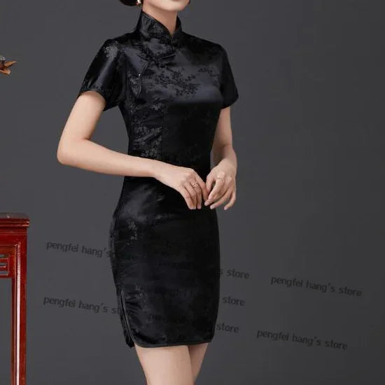 Meilin Multi-Style Dragon and Floral Qipao Mini Dress