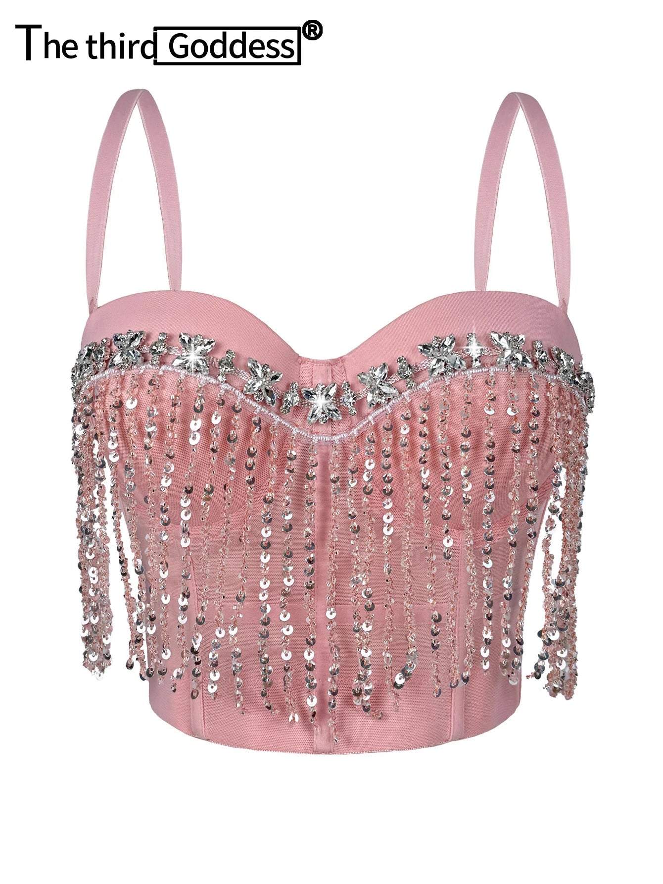 Dahliana Sequin Rhinestone Corset Crop Top