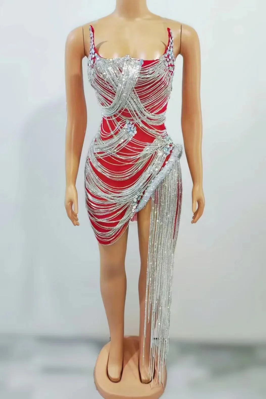 Estelle Rhinestone Knee-Length Performance Dress