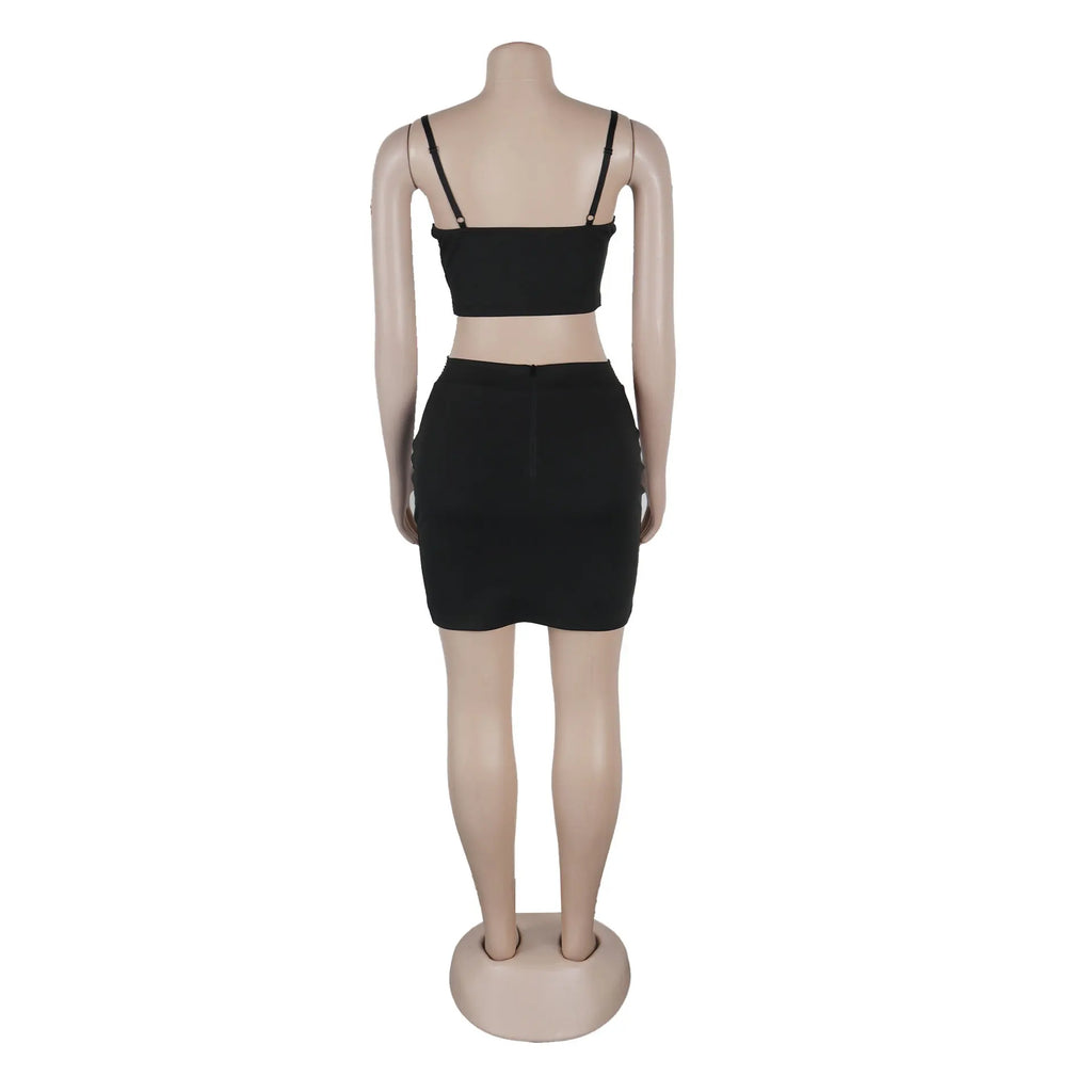 Reina Rhinestone Crop Top & Mini Skirt Two-piece