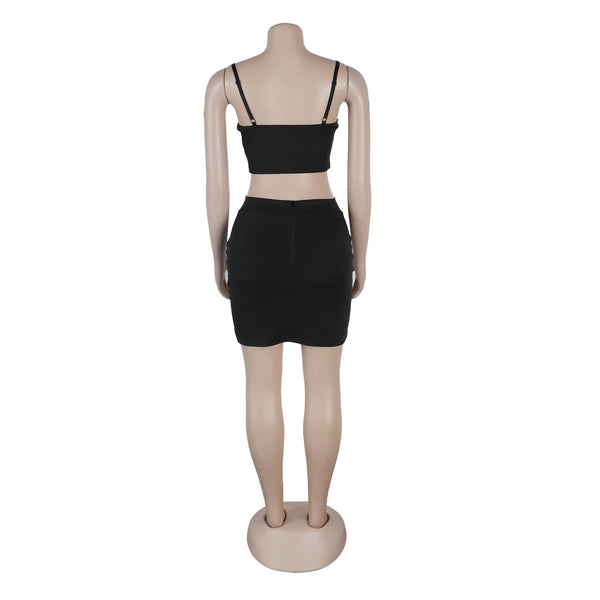 Reina Rhinestone Crop Top & Mini Skirt Two-piece