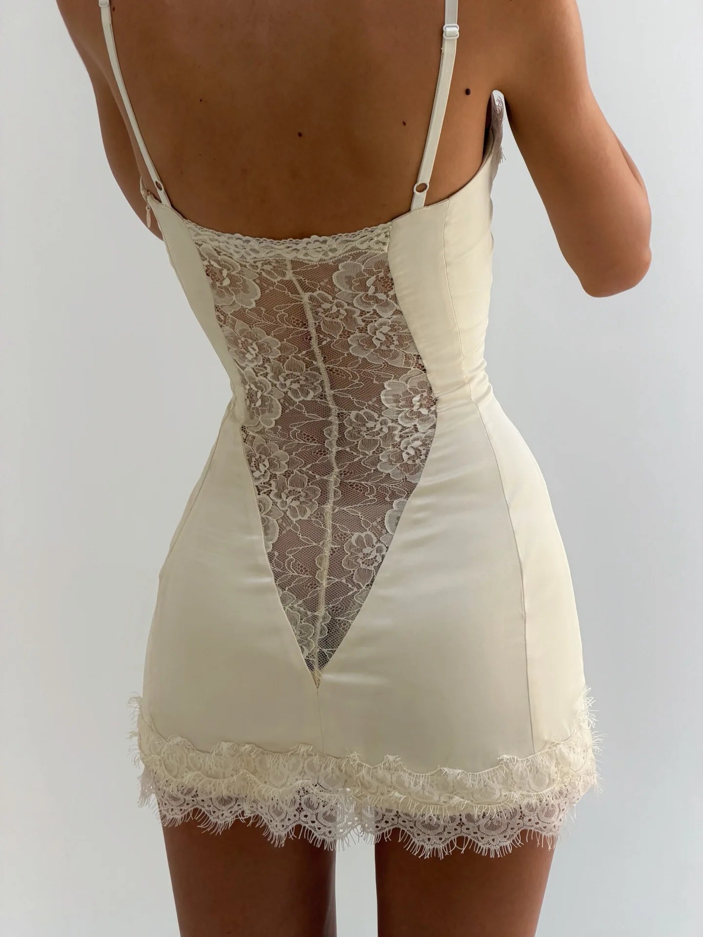 Margaux White Lace Corset Halter Mini Dress