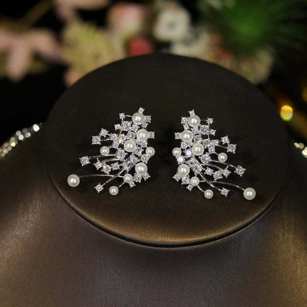 Leonora Pearl Crystal Choker & Earring Jewelry Set