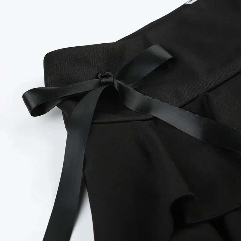 Belladonna Lace-Bow Gothic A-Line Mini Skirt One-piece