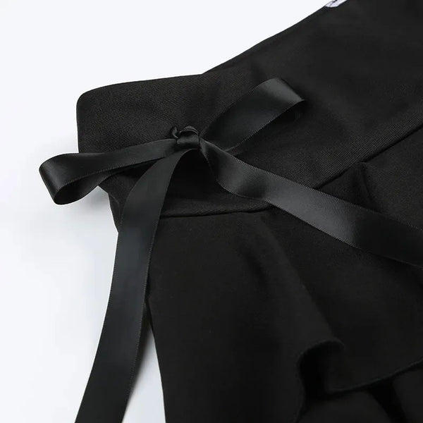 Belladonna Lace-Bow Gothic A-Line Mini Skirt One-piece