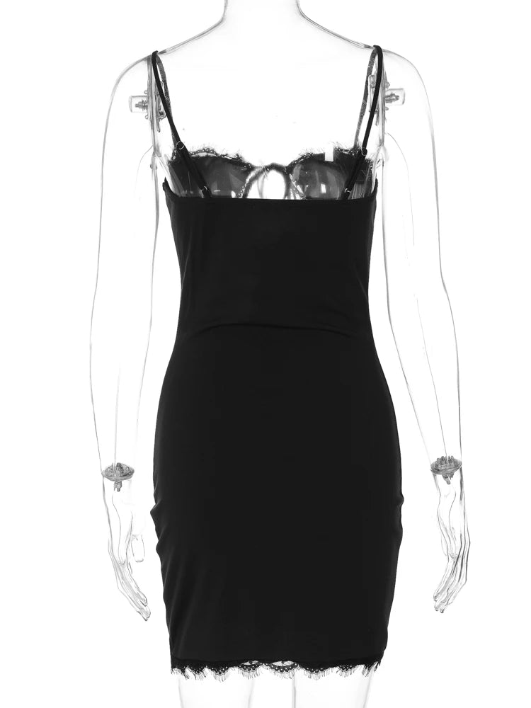 Vanta Lace-Trim Cutout Bodycon Mini Dress