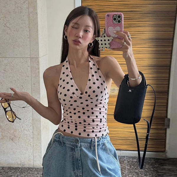 Sophie Mocha Polka Dot Halter Top