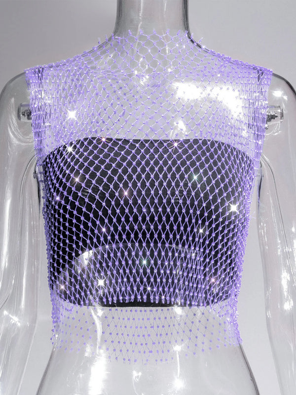 Naomi Rhinestone Mesh Festival Top